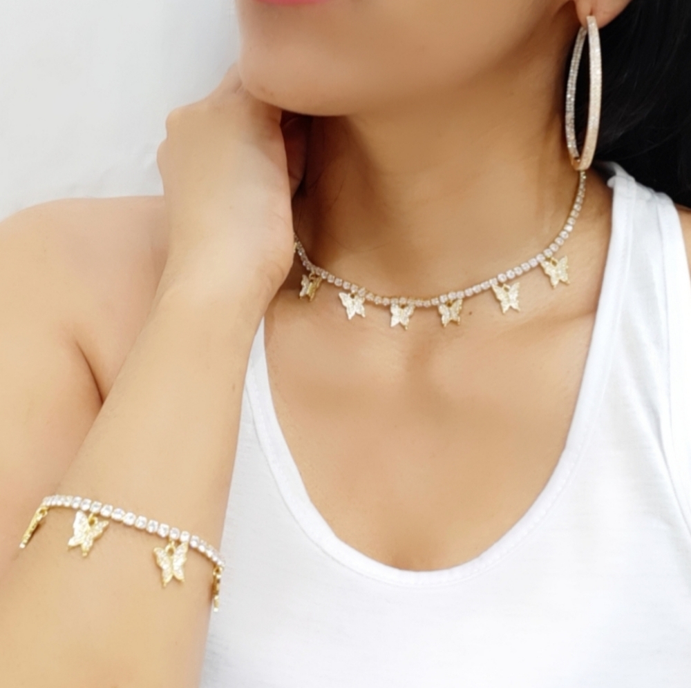 Butterfly Necklace and Bracelet Set